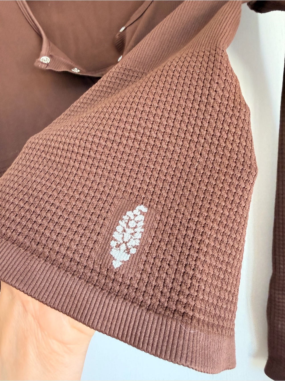 FP Movement Brown Waffle Knit Sport Top